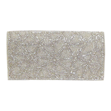 Load image into Gallery viewer, David Jeffery Handbag - Silver Crystals Beads w/Crystal Strap