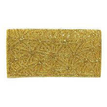 Load image into Gallery viewer, David Jeffery Handbag - Gold Crystals Beads w/Crystal Strap