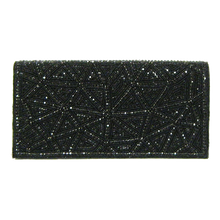 Load image into Gallery viewer, David Jeffery Handbag - Black Crystals Beads w/Crystal Strap
