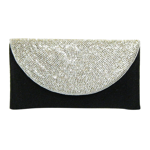 David Jeffery Handbag - Clear Crystals Black Beads w/Crystal Strap