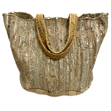 Load image into Gallery viewer,  Handbag - Large Recycled Leather Handloom Tote w/Jute Strap

