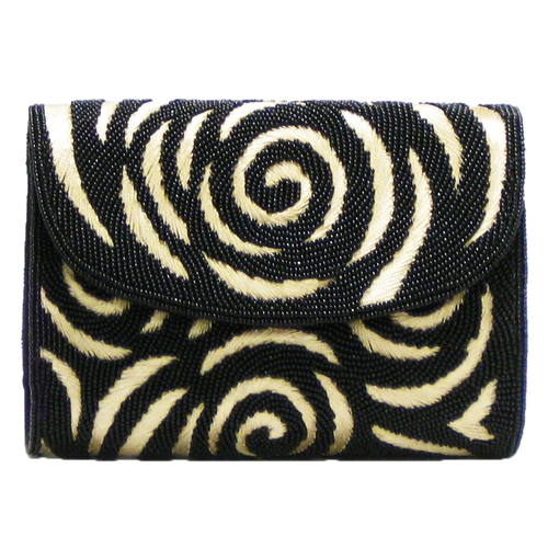 David Jeffery Handbag - Black Beads & Gold Embroidery w/Chain Strap