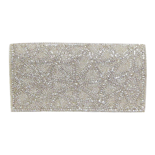 David Jeffery Handbag - Silver Crystals Beads w/Crystal Strap