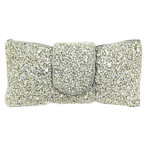 David Jeffery Handbag - Clear Crystals Pearl Black Beads w/Crystal Strap