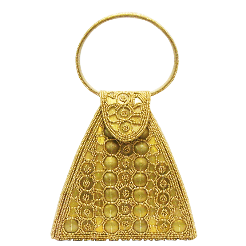 David Jeffery Handbag - Gold Beads & Sequins w/Beaded Handle