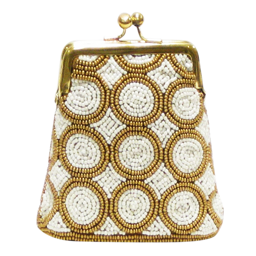 David Jeffery Coin Bag - Ivory & Gold Beads