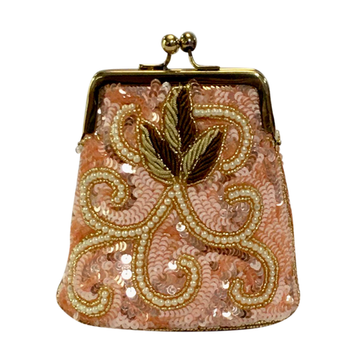 Coin Bag - Pink Ivory Beads Sequins w/ Embroidery
